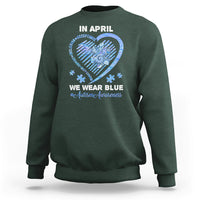 We Wear Blue Autism Awareness Support Be Kind Blue Heart Sweatshirt - Wonder Print Shop