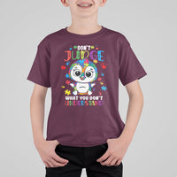 Don't Judge What You Dont Understand Autism Awarenss Penguin Kid T-Shirt - Wonder Print Shop