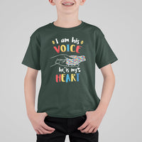 I Am His Voice He Is My Heart Autism Awareness Autism Mom Kid T-Shirt - Wonder Print Shop