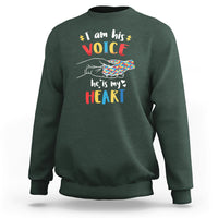 I Am His Voice He Is My Heart Autism Awareness Autism Mom Sweatshirt - Wonder Print Shop