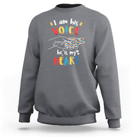 I Am His Voice He Is My Heart Autism Awareness Autism Mom Sweatshirt - Wonder Print Shop