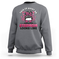 Funny Bonus Mom Sweatshirt This Is What An Awesome Stepmom Looks Like Pink Messy Bun - Wonder Print Shop