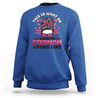 Funny Bonus Mom Sweatshirt This Is What An Awesome Stepmom Looks Like Pink Messy Bun - Wonder Print Shop