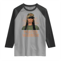 Black Prayer Warrior Raglan Shirt Jesus God Christian Camo Girl