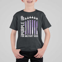 Purple Up For Military Kids T Shirt For Kid American Flag Air Force Military Child Month