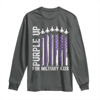 Purple Up For Military Kids Long Sleeve Shirt American Flag Air Force Military Child Month