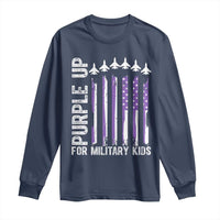 Purple Up For Military Kids Long Sleeve Shirt American Flag Air Force Military Child Month