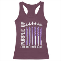 Purple Up For Military Kids Racerback Tank Top American Flag Air Force Military Child Month