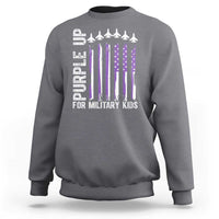 Purple Up For Military Kids Sweatshirt American Flag Air Force Military Child Month