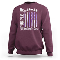 Purple Up For Military Kids Sweatshirt American Flag Air Force Military Child Month