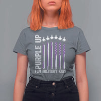 Purple Up For Military Kids T Shirt For Women American Flag Air Force Military Child Month