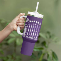 Purple Up For Military Kids Tumbler With Handle American Flag Air Force Military Child Month