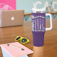 Purple Up For Military Kids Tumbler With Handle American Flag Air Force Military Child Month