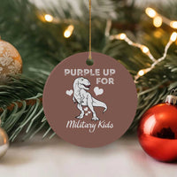 Purple Up For Military Kids Ceramic Ornament Military Child Month Dinosaur - Wonder Print Shop