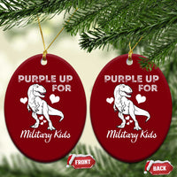 Purple Up For Military Kids Ceramic Ornament Military Child Month Dinosaur - Wonder Print Shop
