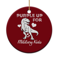 Purple Up For Military Kids Ceramic Ornament Military Child Month Dinosaur - Wonder Print Shop