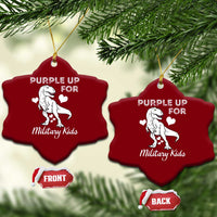 Purple Up For Military Kids Ceramic Ornament Military Child Month Dinosaur - Wonder Print Shop