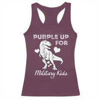 Purple Up For Military Kids Racerback Tank Top Military Child Month Dinosaur