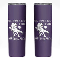 Purple Up For Military Kids Skinny Tumbler Military Child Month Dinosaur