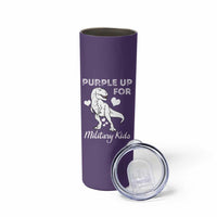 Purple Up For Military Kids Skinny Tumbler Military Child Month Dinosaur