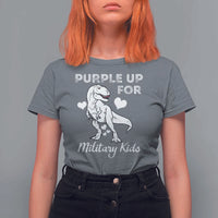 Purple Up For Military Kids T Shirt For Women Military Child Month Dinosaur