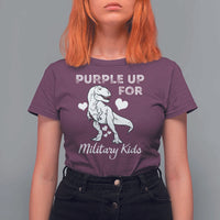 Purple Up For Military Kids T Shirt For Women Military Child Month Dinosaur