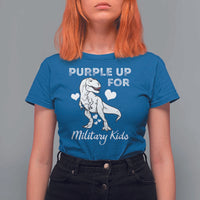 Purple Up For Military Kids T Shirt For Women Military Child Month Dinosaur