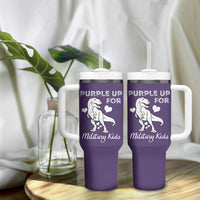 Purple Up For Military Kids Tumbler With Handle Military Child Month Dinosaur
