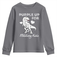 Purple Up For Military Kids Youth Sweatshirt Military Child Month Dinosaur