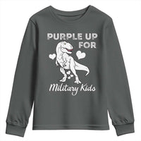 Purple Up For Military Kids Youth Sweatshirt Military Child Month Dinosaur