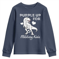 Purple Up For Military Kids Youth Sweatshirt Military Child Month Dinosaur