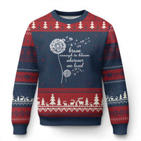 Purple Up For Military Kids Ugly Christmas Sweater Brave Enough To Bloom Wherever We Land Month of Military Child - Wonder Print Shop