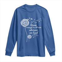 Purple Up For Military Kids Long Sleeve Shirt Brave Enough To Bloom Wherever We Land Month of Military Child