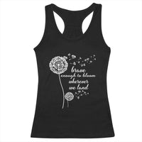 Purple Up For Military Kids Racerback Tank Top Brave Enough To Bloom Wherever We Land Month of Military Child