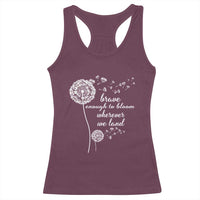 Purple Up For Military Kids Racerback Tank Top Brave Enough To Bloom Wherever We Land Month of Military Child