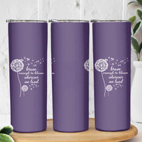 Purple Up For Military Kids Skinny Tumbler Brave Enough To Bloom Wherever We Land Month of Military Child