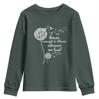 Purple Up For Military Kids Youth Sweatshirt Brave Enough To Bloom Wherever We Land Month of Military Child