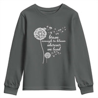 Purple Up For Military Kids Youth Sweatshirt Brave Enough To Bloom Wherever We Land Month of Military Child