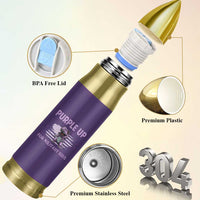 Purple Up For Military Kids Bullet Tumbler Military Child Month Dinosaur American Flag