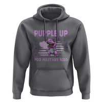 Purple Up For Military Kids Hoodie Military Child Month Dinosaur American Flag