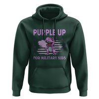 Purple Up For Military Kids Hoodie Military Child Month Dinosaur American Flag
