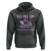 Purple Up For Military Kids Hoodie Military Child Month Dinosaur American Flag