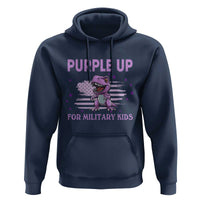 Purple Up For Military Kids Hoodie Military Child Month Dinosaur American Flag