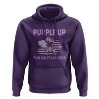 Purple Up For Military Kids Hoodie Military Child Month Dinosaur American Flag