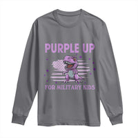 Purple Up For Military Kids Long Sleeve Shirt Military Child Month Dinosaur American Flag