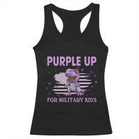 Purple Up For Military Kids Racerback Tank Top Military Child Month Dinosaur American Flag