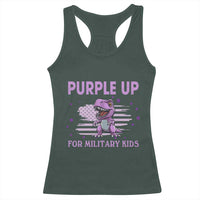 Purple Up For Military Kids Racerback Tank Top Military Child Month Dinosaur American Flag