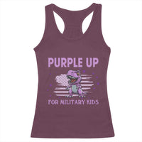 Purple Up For Military Kids Racerback Tank Top Military Child Month Dinosaur American Flag