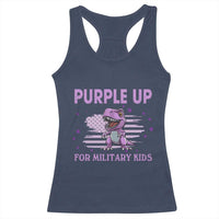 Purple Up For Military Kids Racerback Tank Top Military Child Month Dinosaur American Flag