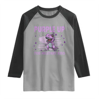 Purple Up For Military Kids Raglan Shirt Military Child Month Dinosaur American Flag